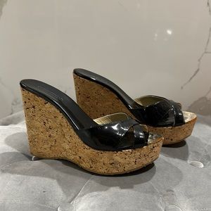 Jimmy choo black patent wedge 37.5